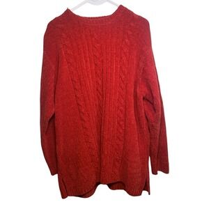 Women's Large Stitches In‎ Time Pullover Red Soft Acrylic  Long Sleeve Sweater